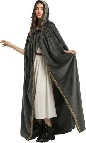 Charm&Cstay Renaissance Cloak with Hood for Women, Plus Size Velvet Hooded Cloak for Women, Medieval Cape for Halloween in Saudi Arabia
