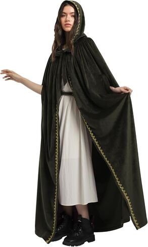 Charm&Cstay Renaissance Cloak with Hood for Women, Plus Size Velvet Hooded Cloak for Women, Medieval Cape for Halloween in Saudi Arabia