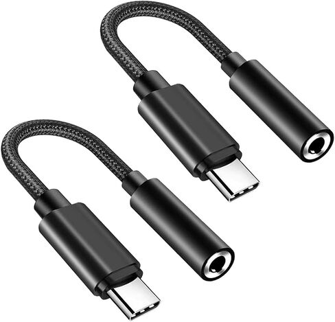USB Type C to 3.5mm Female Headphone Jack Adapter, 2-Pack USB-C to Aux Audio Dongle Cable Compatible with iPhone 16 15 Pro Max, iPad Pro, Samsung Galaxy S25 S24 S23 S22 S21 S20, Pixel 9 8 7 in Saudi Arabia