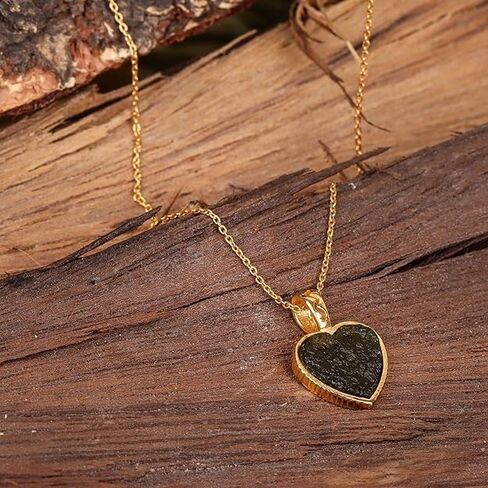 Authentic Rough Moldavite Pendant Necklace, 14k Gold Vermeil, Certified Czech Moldavite, Healing Crystal, Handmade Charm, Birthday Gift in Saudi Arabia