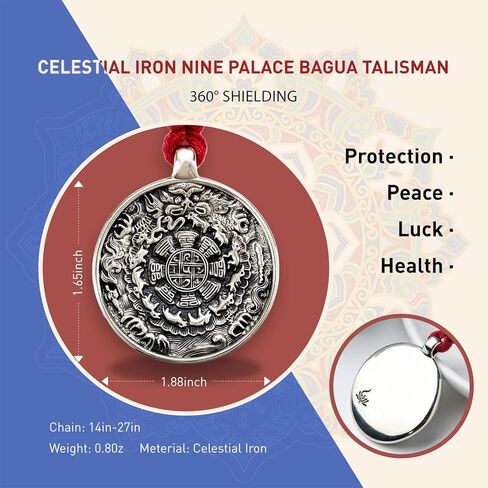 LUCKY DOLMA Tibetan Monk Handmade Blessed Thokcha Nine Palace Bagua Talisman Pendant for Men & Women - Gift of Amulet for Protection, Lucky&Health from the Himalayas. in Saudi Arabia