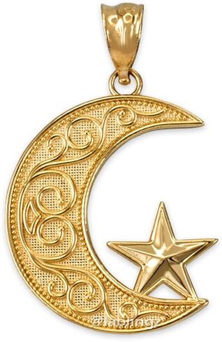 قلادة هلال القمر الإسلامية من الذهب الأصفر عيار 14 قيراط من LA BLINGZ in Saudi Arabia