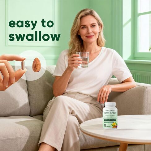 كبسولات نوترابيور للتخلص من سموم الكبد، 20 في 1 مكمل للتخلص من سموم الكبد من نبات الشوك الحليب، مع جذر الهندباء والكركم وأوراق الخرشوف والمزيد، غير معدل وراثيًا، 60 كبسولة نباتية (1) in Kuwait