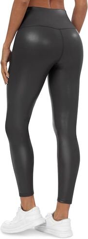 Huukeay 2 Pack Women's Faux Leather Leggings High Waist Stretch Matte Yoga Pants Athletic Dressy Pleather Soft Tights in Saudi Arabia