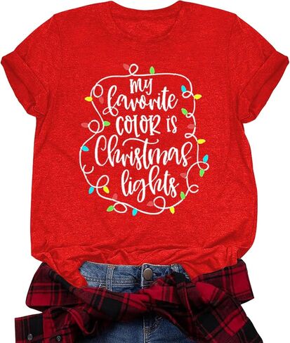 Merry Christmas Shirt Christmas Womens Shirts Xmas Vacation Short Sleeve Tops in Saudi Arabia