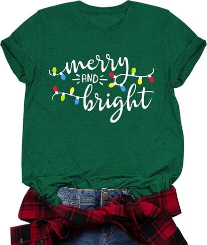 Merry Christmas Shirt Christmas Womens Shirts Xmas Vacation Short Sleeve Tops in Saudi Arabia