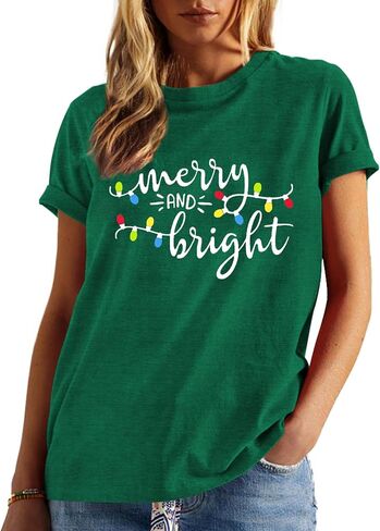 Merry Christmas Shirt Christmas Womens Shirts Xmas Vacation Short Sleeve Tops in Saudi Arabia