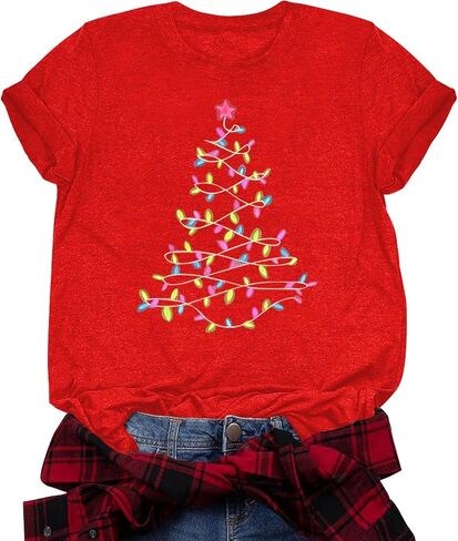 Merry Christmas Shirt Christmas Womens Shirts Xmas Vacation Short Sleeve Tops in Saudi Arabia