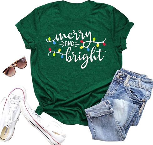 Merry Christmas Shirt Christmas Womens Shirts Xmas Vacation Short Sleeve Tops in Saudi Arabia
