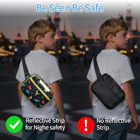 Belt Bags Kids Cute Fanny Pack for Boys Crossbody Personalized Toddler Purses Waist Pack 3 Year Old Gifts (Black Dinasour) in Saudi Arabia