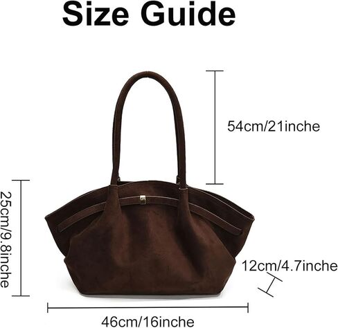 Gogobear Vintage Faux Suede Tote Bag, Women's Large Capacity Underarm Shoulder Bag, Spacious Work Tote for Office & Casual in Saudi Arabia