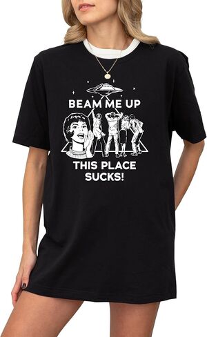سويت شيرت Beam Me Up This Place Sucks، سترة تي شيرت برسوم جرافيكية مضحكة من نوع Alien UFO الساخرة in Saudi Arabia
