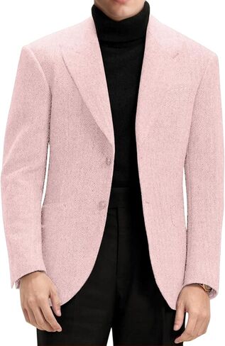 Mens Blazer Retro Herringbone Tweed Suit Jacket Men Wool Blend 2 Button Peak Lapel Men Sport Coats for Wedding Prom in Saudi Arabia