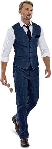 High-End Suits Linen Suits for Men Beach Summer Wedding Groomsmen 2 Piece Silm Fit Casual Light Suit Men's Tuxedos Vest Pant in Saudi Arabia
