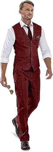 High-End Suits Linen Suits for Men Beach Summer Wedding Groomsmen 2 Piece Silm Fit Casual Light Suit Men's Tuxedos Vest Pant in Saudi Arabia