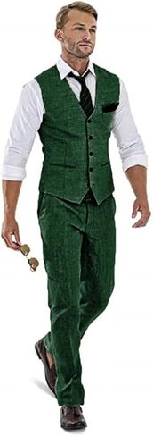 High-End Suits Linen Suits for Men Beach Summer Wedding Groomsmen 2 Piece Silm Fit Casual Light Suit Men's Tuxedos Vest Pant in Saudi Arabia