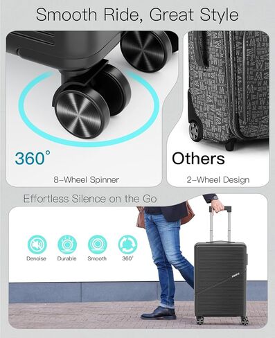 Carry On Luggage Airline Approved 20 Inch Hardside Suitcase with Spinner Wheels, Lightweight PC Rolling Luggage with TSA Lock & USB Charging Port for Travel in Saudi Arabia