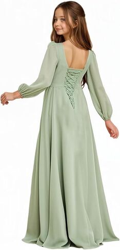 Junior Bridesmaid Dresses Long Sleeve Ruffle Flower Girl Dresses for Wedding Guest Party Gowns in Saudi Arabia