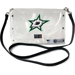 Littlearth Womens NHL Dallas Stars Clear Envelope Purse with Black Fashion Strap, Clear, 10" x 6.5" x 0.5" in Kuwait