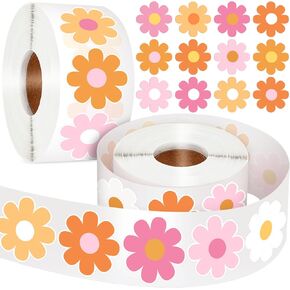 1200 PCS Flower Stickers Roll for Kids, Daisy Stickers and Sun-Proof Flower Roll Sticker for Scrapbooks, Water Bottle, Present Boxes Decorations (16 Styles) in Saudi Arabia