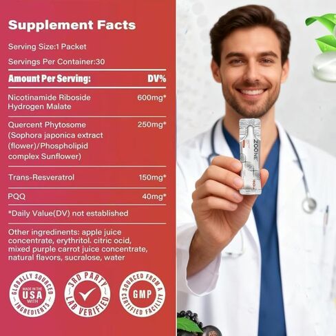 NAD Liquid Supplement, NAD+ Liquid Supplement 1000mg, with Nicotinamide Riboside, Resveratrol & PQQ, NAD Supplements for Men & Women, Healthy Aging & Boosts Cellular Energy – 30 Packs in Saudi Arabia