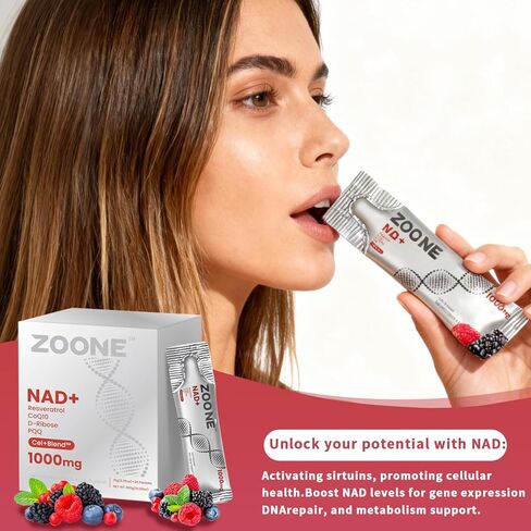 NAD Liquid Supplement, NAD+ Liquid Supplement 1000mg, with Nicotinamide Riboside, Resveratrol & PQQ, NAD Supplements for Men & Women, Healthy Aging & Boosts Cellular Energy – 30 Packs in Saudi Arabia