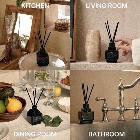 hetras Objet Diffuser Set (Flower Gardener Scent)–Decorative Aesthetic Home Fragrance | 2-Pack (6.7 fl.oz Each) with 8 Reed Sticks | Fresh Green Floral & Dewy Garden Aroma | Minimalist Decor & Gift in Saudi Arabia