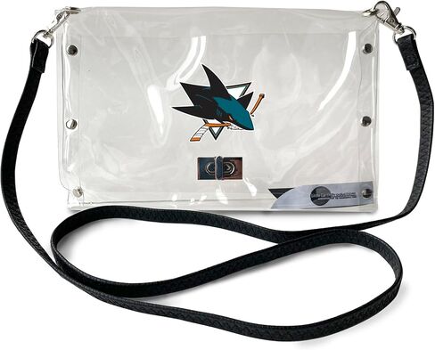 Littlearth Womens NHL Dallas Stars Clear Envelope Purse with Black Fashion Strap, Clear, 10" x 6.5" x 0.5" in Saudi Arabia