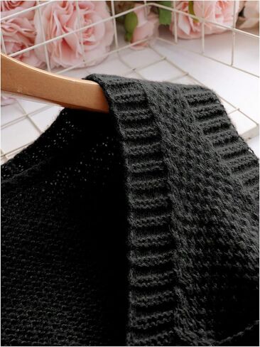OYOANGLE Women's Sweater Vest V Neck Chest Pocket Side Slit Sleeveless Sweater Tops in Saudi Arabia