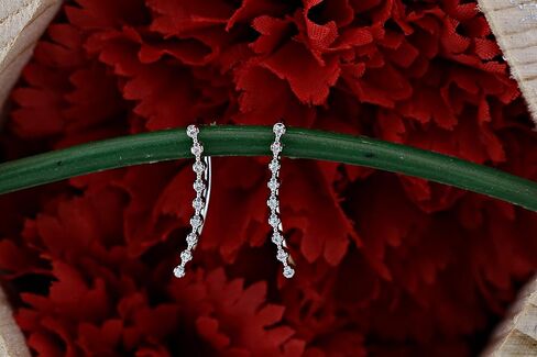 Dazzlingrock Collection 0.05 Carat (ctw) 10K Round White Diamond Women Crawler Curved Climber Earrings 1/20 CT, White Gold in Saudi Arabia