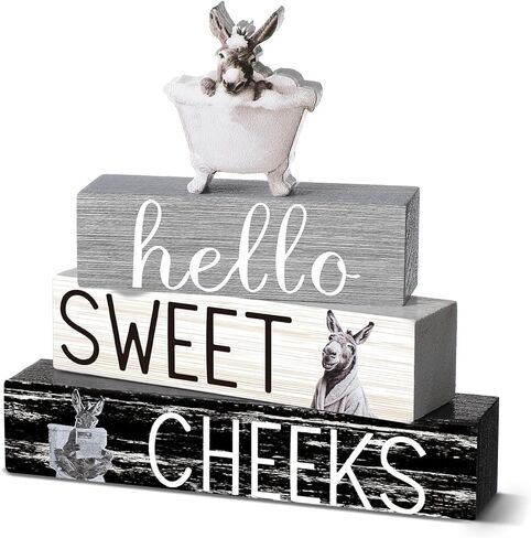 4 Pcs Christmas Highland Cow Bathroom Decor Farmhouse Bathroom Decoration Western Hello Sweet Cheeks Table Centerpiece in Saudi Arabia