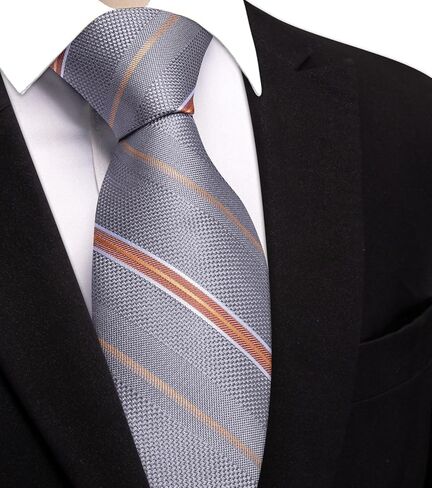 Hi-Tie 63 inches Striped Paisley Extra Long Ties for Men Silk Necktie with Lapel Pin Tie Clip Big and Tall Men Formal Wedding in Saudi Arabia