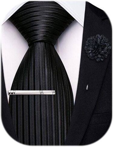 Hi-Tie 63 inches Striped Paisley Extra Long Ties for Men Silk Necktie with Lapel Pin Tie Clip Big and Tall Men Formal Wedding in Saudi Arabia