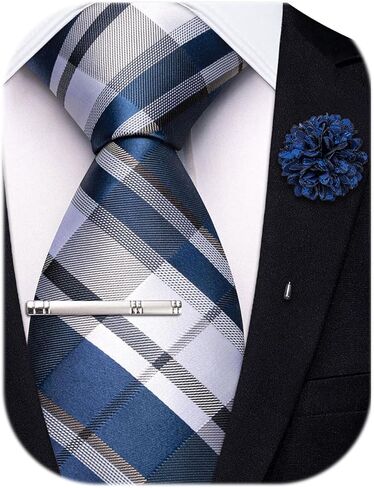 Hi-Tie 63 inches Striped Paisley Extra Long Ties for Men Silk Necktie with Lapel Pin Tie Clip Big and Tall Men Formal Wedding in Saudi Arabia