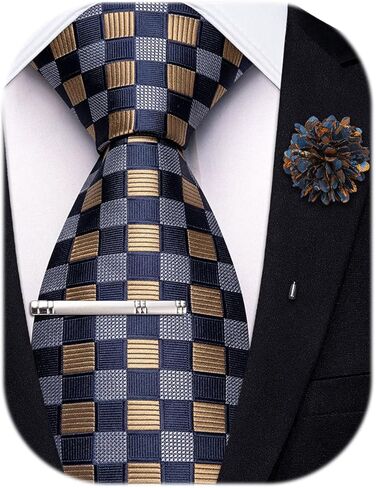 Hi-Tie 63 inches Striped Paisley Extra Long Ties for Men Silk Necktie with Lapel Pin Tie Clip Big and Tall Men Formal Wedding in Saudi Arabia