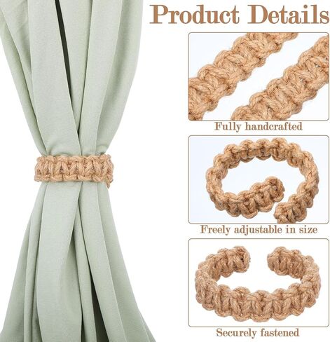 6 قطع من ستائر بوهو، ستائر في الهواء الطلق، ستائر ريفية، ستائر زخرفية مصنوعة يدويًا للمنزل والمكتب وغرفة النوم الخارجية in Kuwait