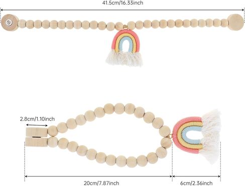 Magnetic Wooden Bead Curtain Tiebacks, 2PCS Boho Rainbow Tassel Curtain Tie Backs, Handmade Drapery Tiebacks for Living Bedroom Window Treatment Wall Decoration (2, Pink) in Saudi Arabia