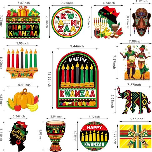 25 قطعة من زخارف Kwanzaa المعلقة وديكورات الحائط Happy Kwanzaa مجموعة زخارف لوحة الإعلانات Kwanzaa من أجل زخارف Kwanzaa السعيدة الأمريكية الأفريقية والمكتب والفصول الدراسية in Kuwait
