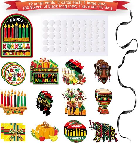 25 قطعة من زخارف Kwanzaa المعلقة وديكورات الحائط Happy Kwanzaa مجموعة زخارف لوحة الإعلانات Kwanzaa من أجل زخارف Kwanzaa السعيدة الأمريكية الأفريقية والمكتب والفصول الدراسية in Kuwait