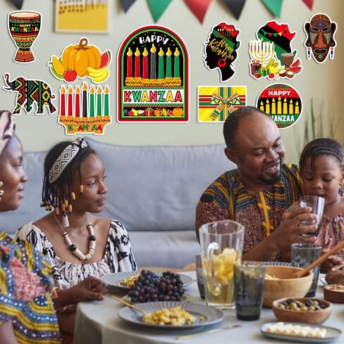 25 قطعة من زخارف Kwanzaa المعلقة وديكورات الحائط Happy Kwanzaa مجموعة زخارف لوحة الإعلانات Kwanzaa من أجل زخارف Kwanzaa السعيدة الأمريكية الأفريقية والمكتب والفصول الدراسية in Kuwait