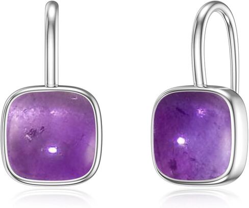 Genuine Turquoise Drop Earrings for Women Square Blue Green Gemstone Dangling Earring 925 Sterling Silver Jewelry Gift for Her Wife Mom in Saudi Arabia