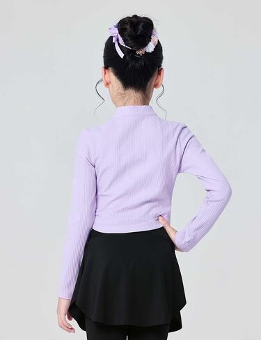 Phoeswan Grils Stand-up Collar Sweater with Zipper, Girls Ballet Long Sleeve Tops for Dance/Yoga/Gymnastics in Saudi Arabia