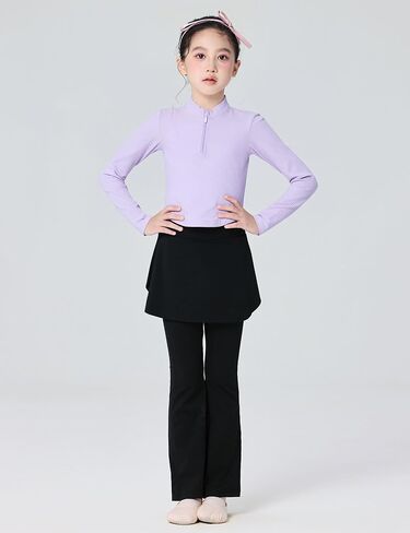 Phoeswan Grils Stand-up Collar Sweater with Zipper, Girls Ballet Long Sleeve Tops for Dance/Yoga/Gymnastics in Saudi Arabia
