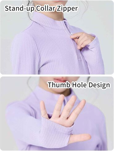 Phoeswan Grils Stand-up Collar Sweater with Zipper, Girls Ballet Long Sleeve Tops for Dance/Yoga/Gymnastics in Saudi Arabia