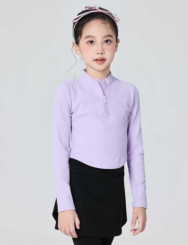 Phoeswan Grils Stand-up Collar Sweater with Zipper, Girls Ballet Long Sleeve Tops for Dance/Yoga/Gymnastics in Saudi Arabia