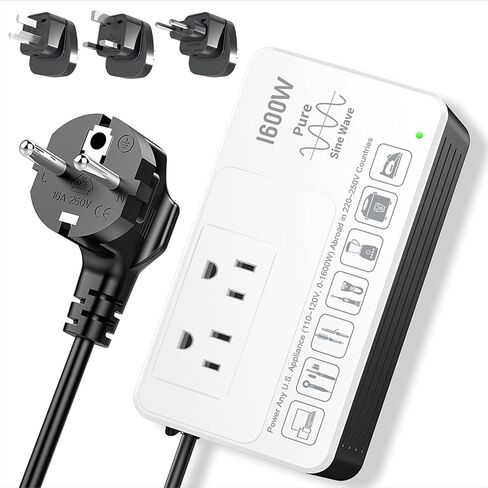 1600Watt Voltage Converter 220V to 110V for Any American Appliances Such as Hair Dryer, Rice Cooker, Blender, Coffee Maker, Surge Protection, High Power Step Down Transformer (Yellow) in Saudi Arabia