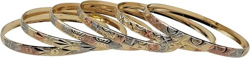 Treasure Jewelry Bollywood Bangles Gold Plated Bangle Set of 6 (Tricolor, Size 8-3.00in diameter) in Saudi Arabia