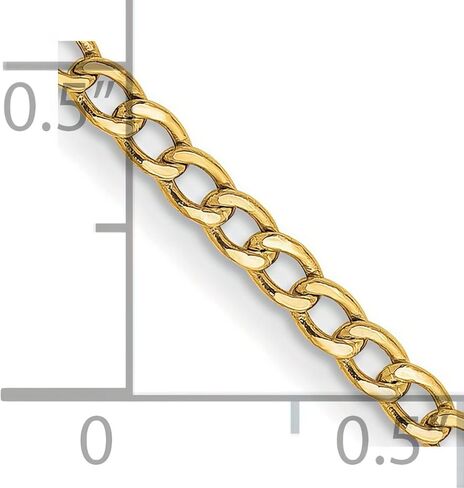 14K Gold 2.5mm Semi-Solid Curb Link Chain Anklet Jewelry 10" in Saudi Arabia