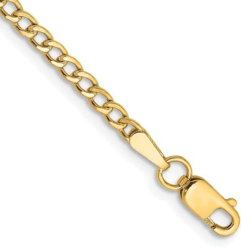 14K Gold 2.5mm Semi-Solid Curb Link Chain Anklet Jewelry 10" in Saudi Arabia