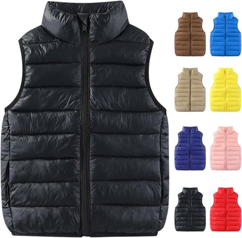Girls Boys Puffer Vest with Hood Winter Sleeveless Jackets Kids Warm Lightweight Puffer Coat Zip Down Vest Outwear in Saudi Arabia